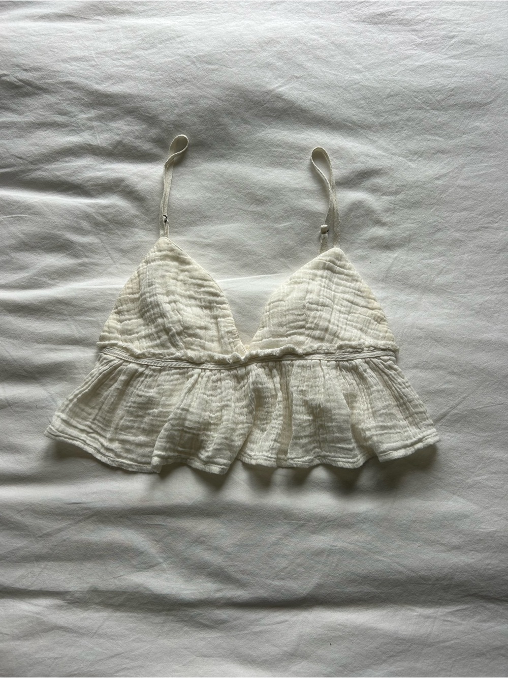 Free People White Linen Flowy Tank
